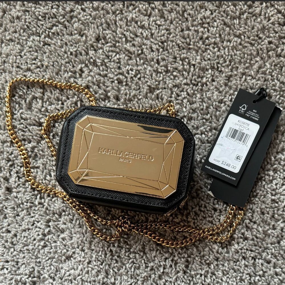 New Karl Lagerfeld Gold Medal Genuine Leather Small Bag